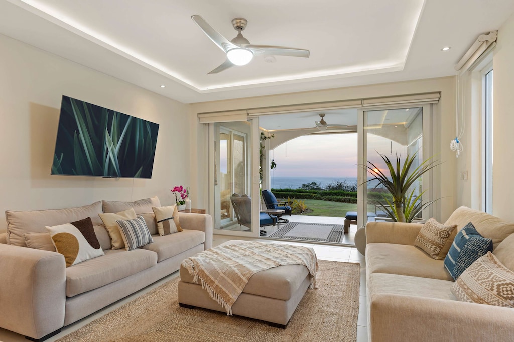 Savor twilight hues where the ocean meets the sky.

