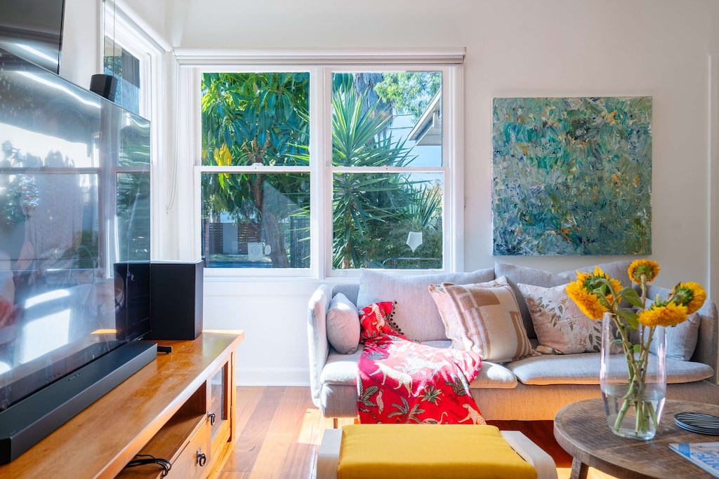 North facing lounge room with comfy sofa 