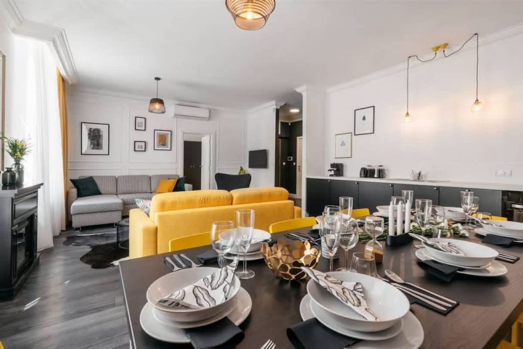Living room with kitchenette
