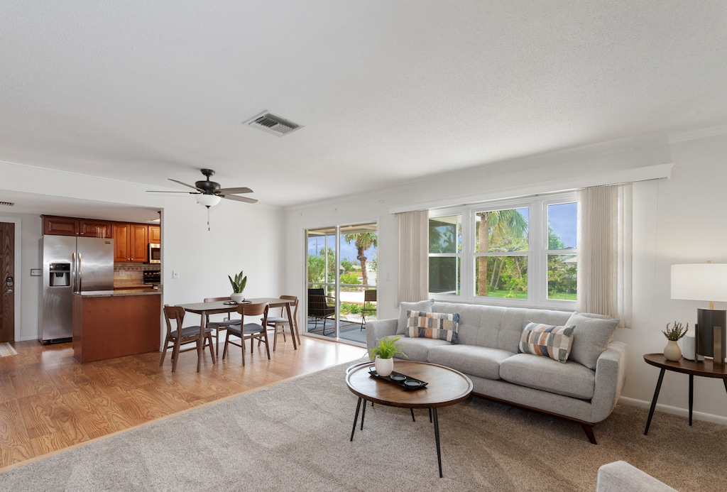 living room and dining area to lanai