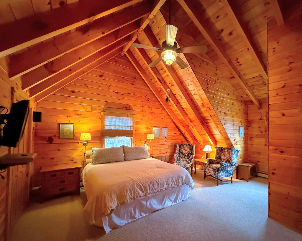 On the upper-level, you'll find a King suite with a private bathroom