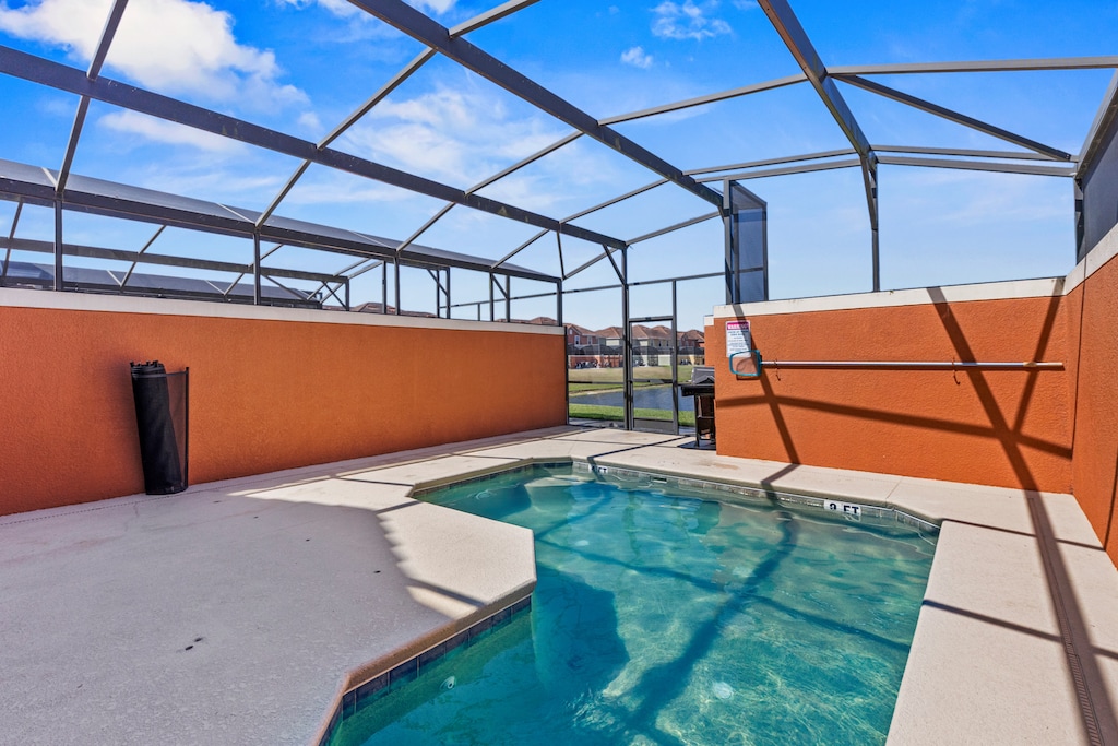 Private pool with outdoor dining and seating