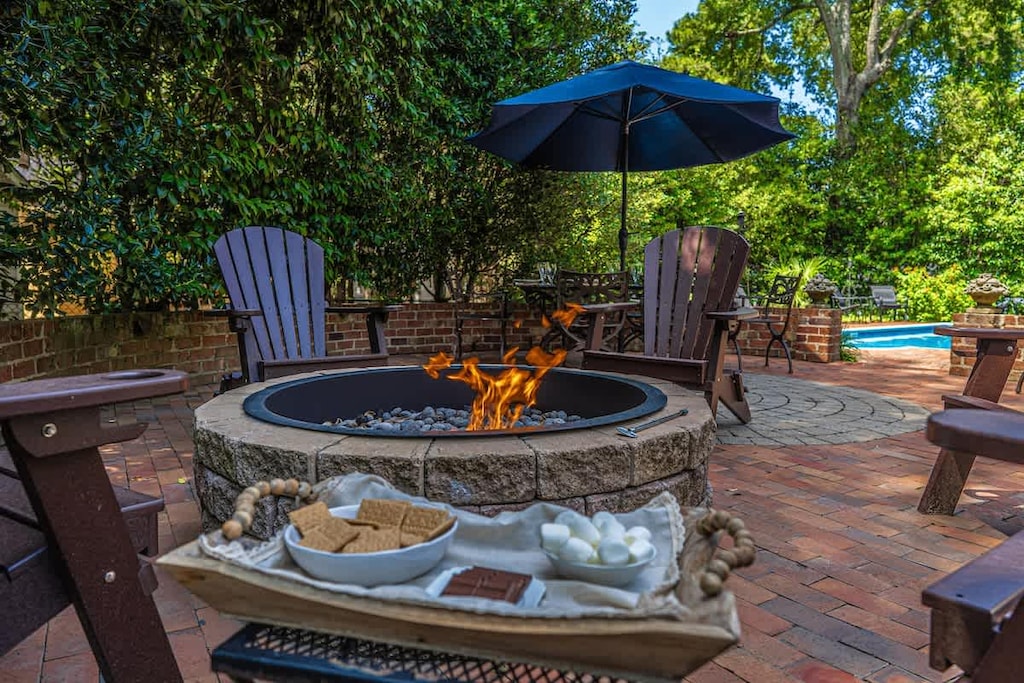 Warm up by our outdoor fire pit while eating some s'mores!