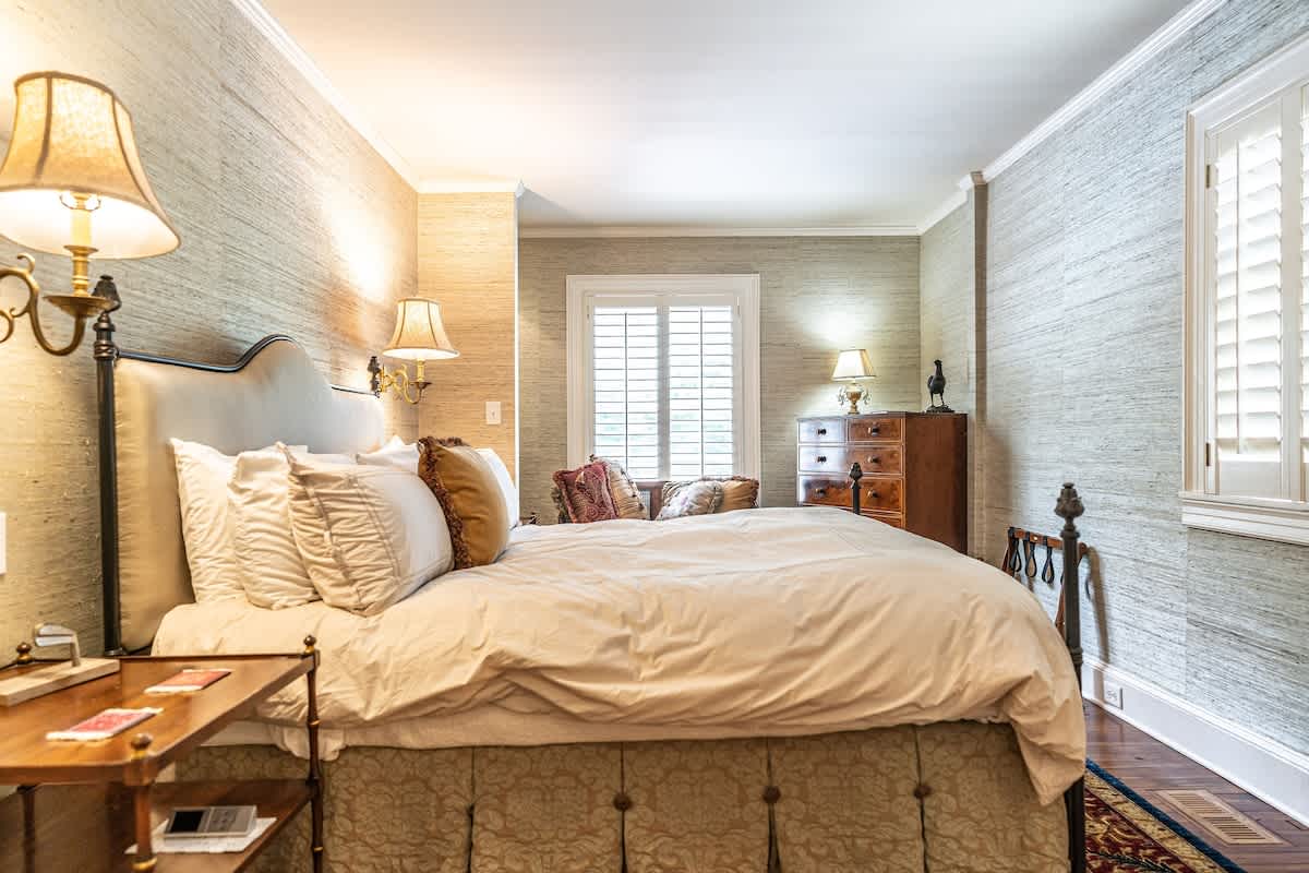 Primary bedroom with a comfy king bed