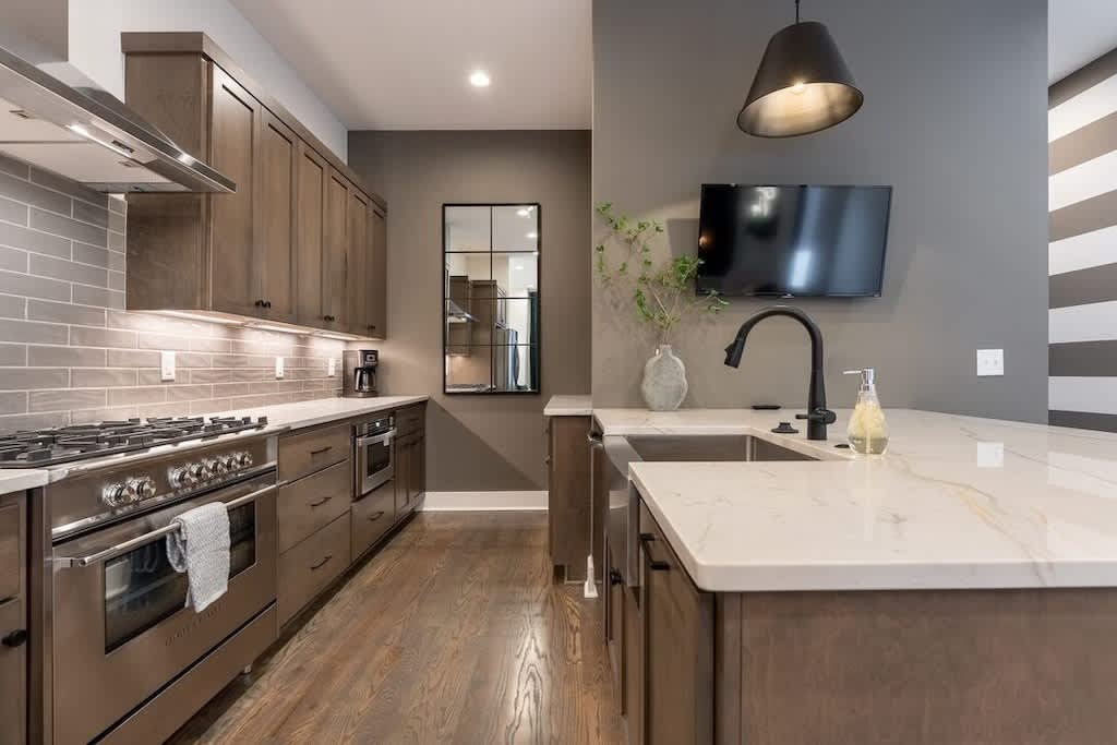 Enjoy your meals on the large kitchen island with bar seating.