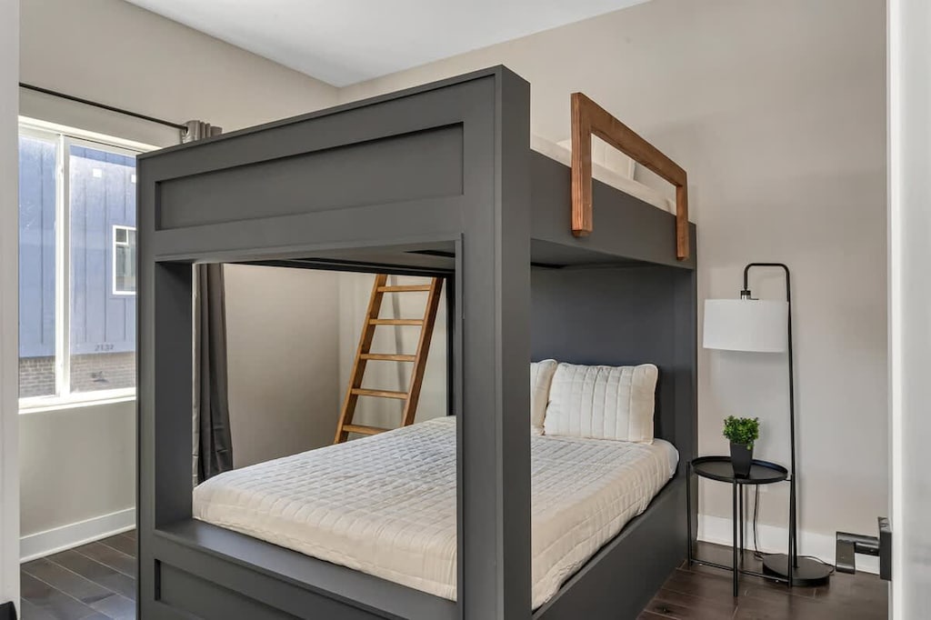Bedroom 1 - Enjoy our custom built queen over queen bunk beds. Private bath