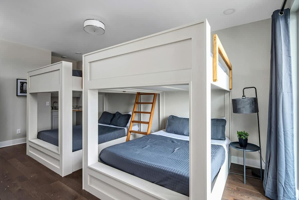 Bedroom 4 - Custom built side by side bunk beds with queen mattresses.