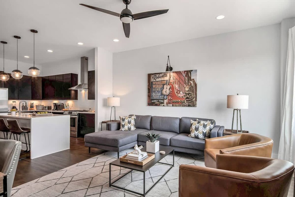 Living room beside the kitchen