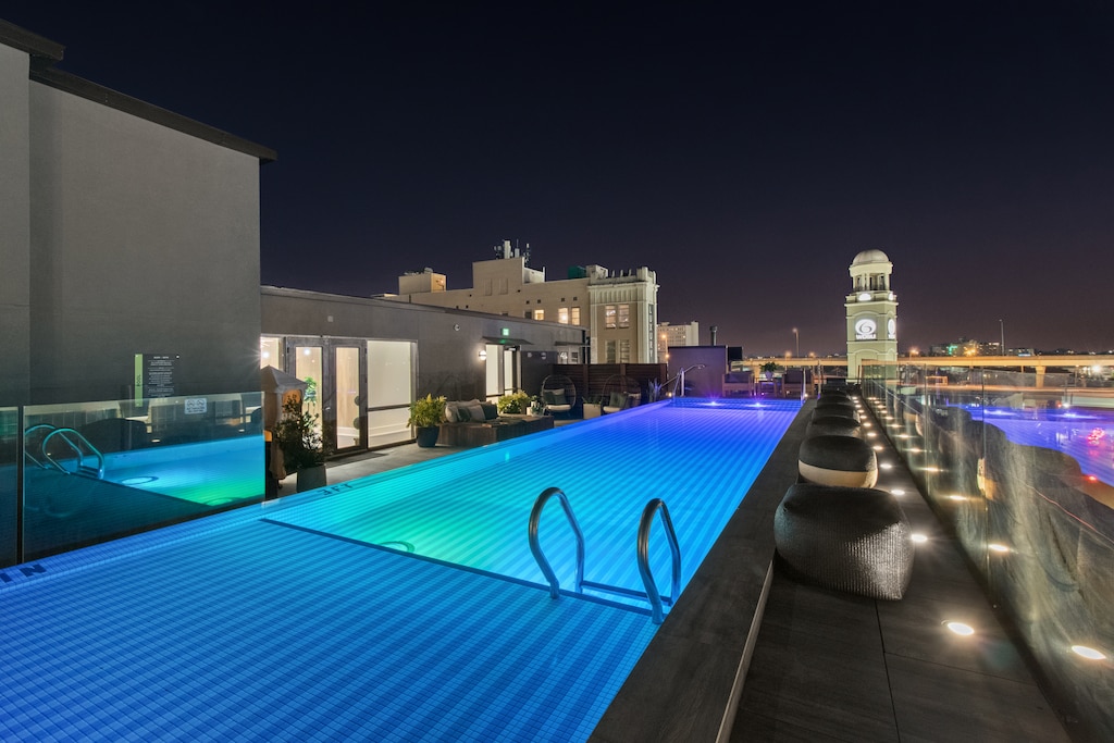 Relax in our rooftop pool with panoramic skyline views of Downtown, New Orleans. Heated and open year-round, it's a guest-only favorite for lounging by day or night.