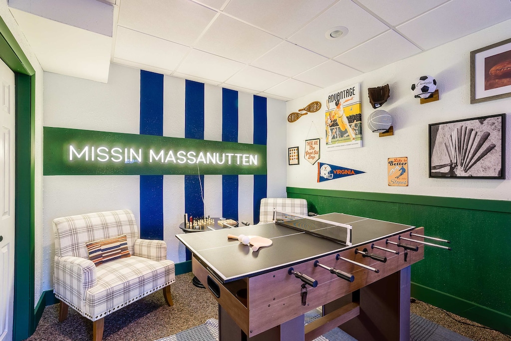 The ultimate entertainment hub! Our game room is packed with fun, featuring a full-sized ping pong table, foosball, arcade games, and more!