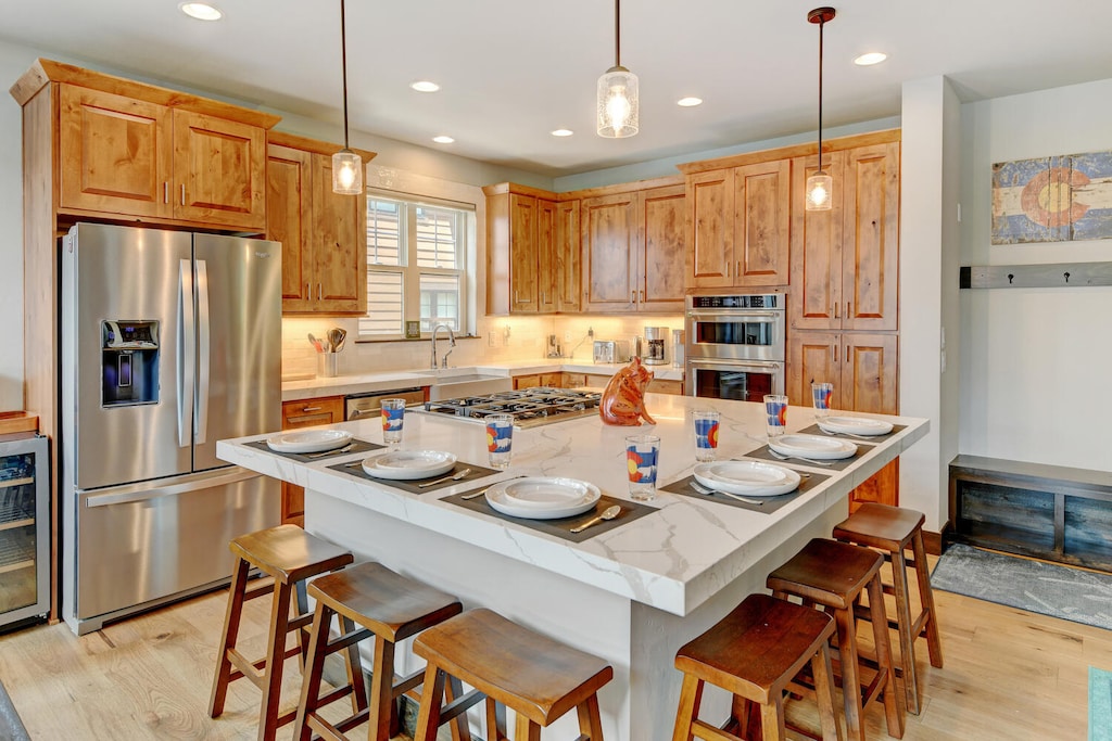 Kitchen Area with Island Bar Seating for 6