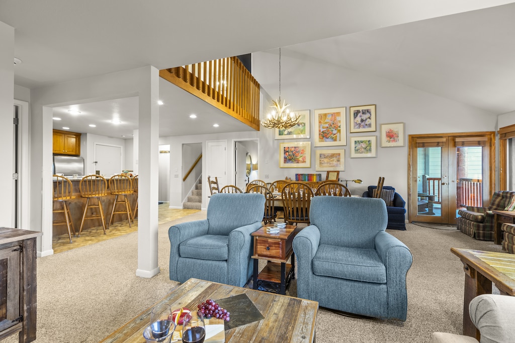 Snowflower 41 offers a spacious living area with two club chairs.