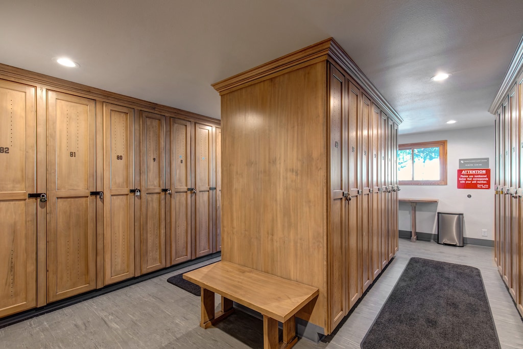 The Snow Flower Condominiums building 1 locker room.