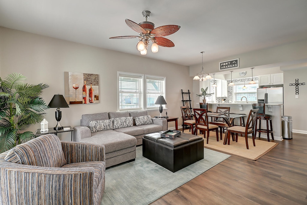 Grand Room. Open family friendly area to cook, dine, and lounge.