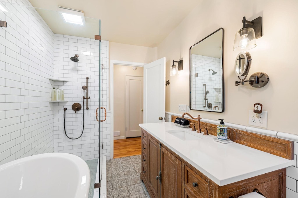 Hall Bathroom has a Shower and a Separate Tub