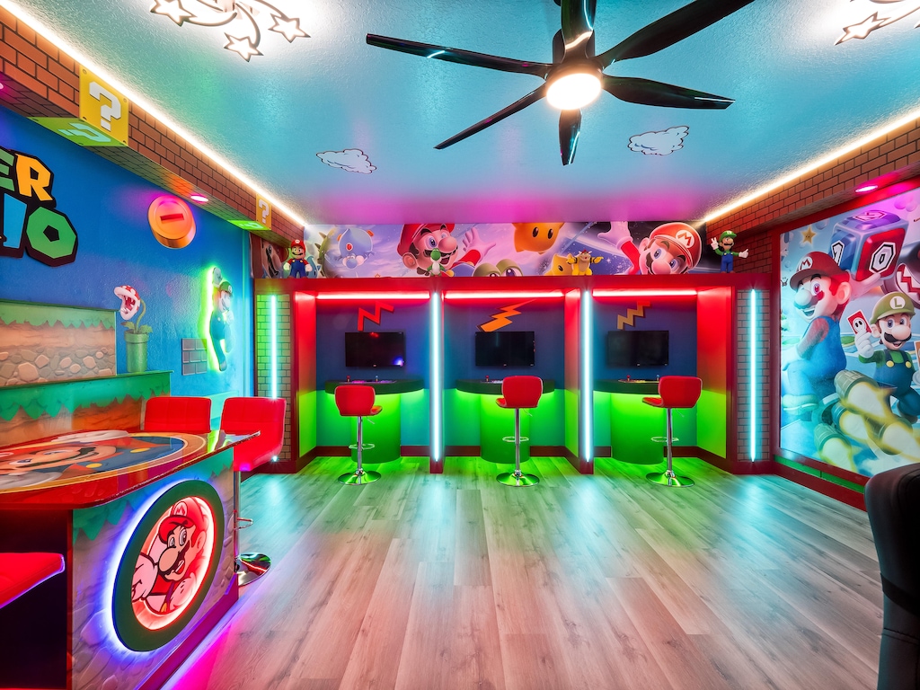 Action Packed Mario Themed Game Room