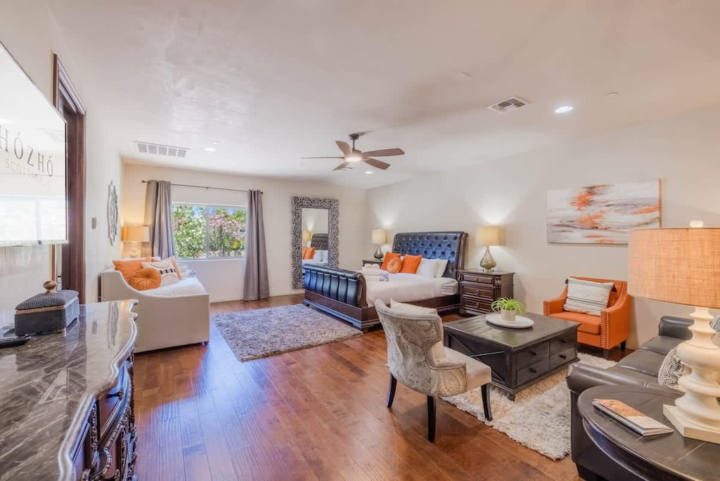 Master bedroom with 1 king-sized bed and 2 single beds. Your spot to recharge and relax.