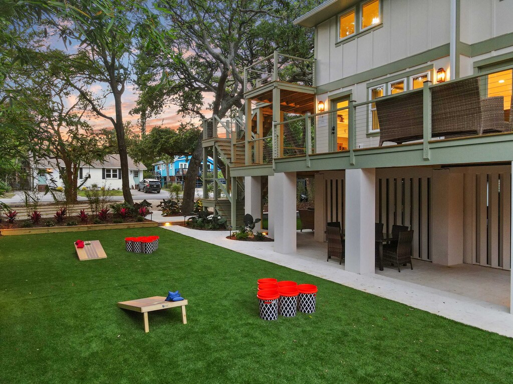 Exterior shared activity space at The Woods!