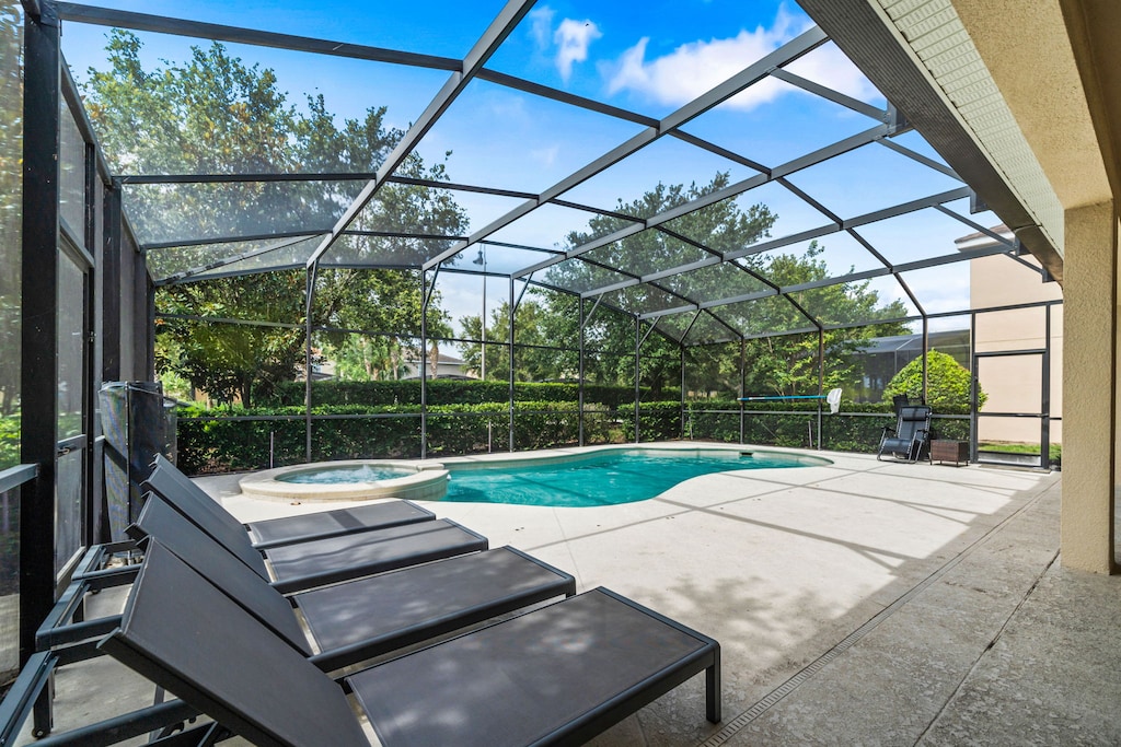 Outdoor area with sun lounges