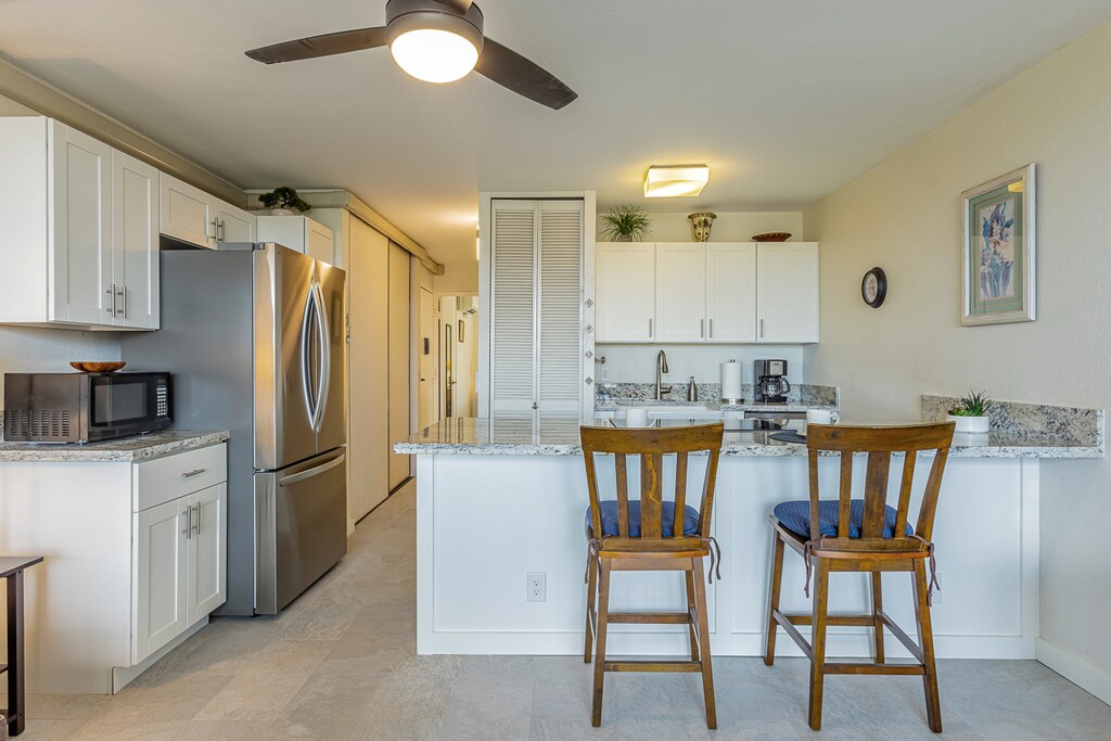 Seating for two at the breakfast bar