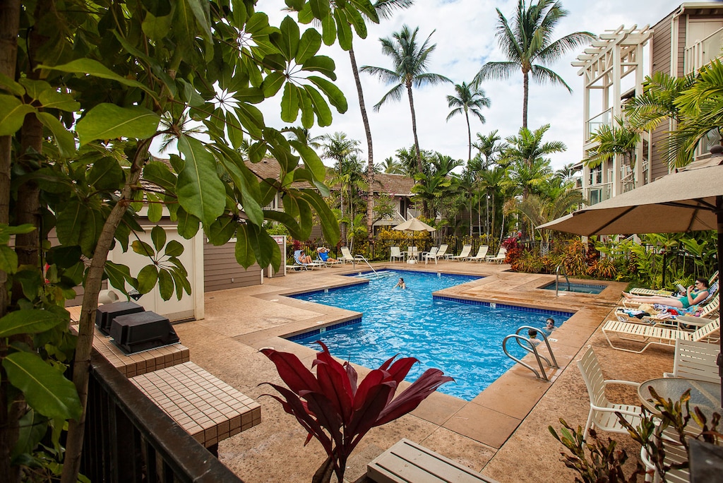 Bright pool area perfect for sunny island days