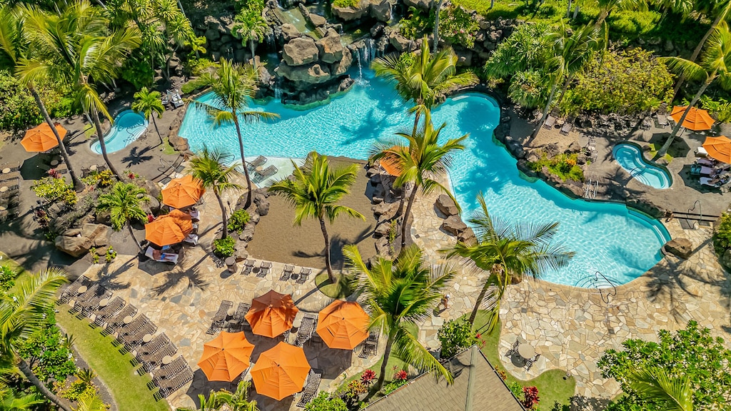 Tranquil pool surrounded by lush tropical beauty