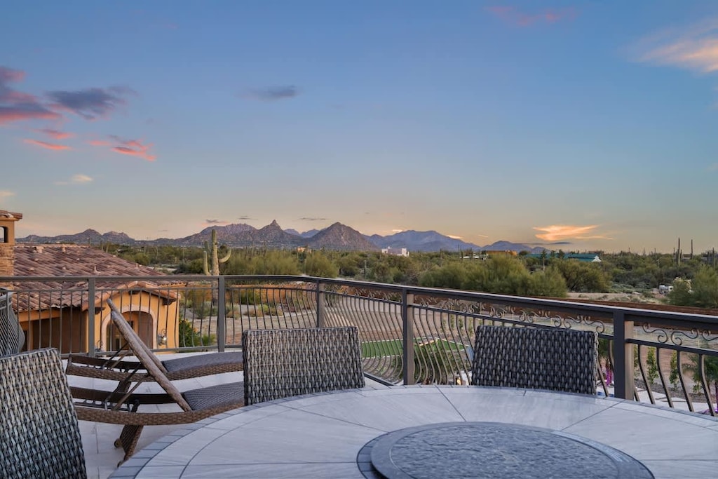 Covered patio seating for peaceful desert sunsets