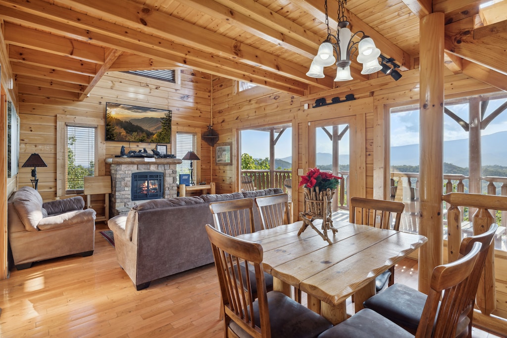 open concept layout of living room and dining