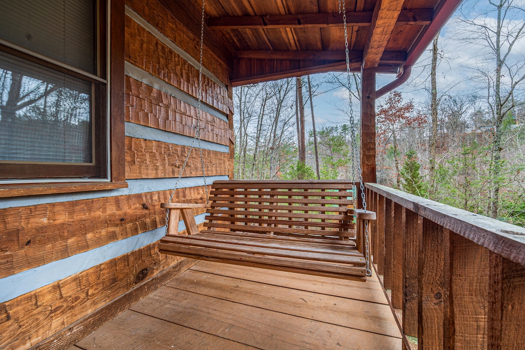 Deck Swing at Little Bear Cabin