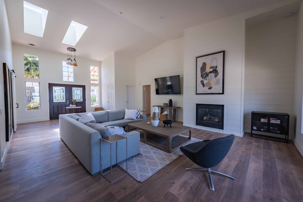 Front door and living room