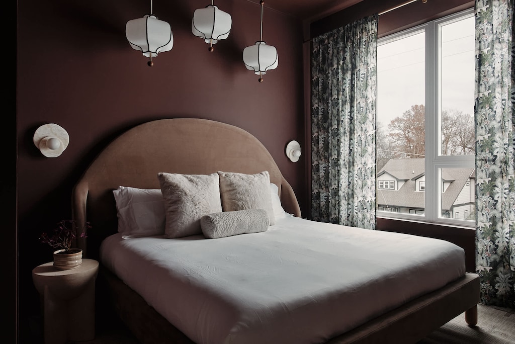 Welcome to your retreat, rich tones and cozy vibes from the very first look.