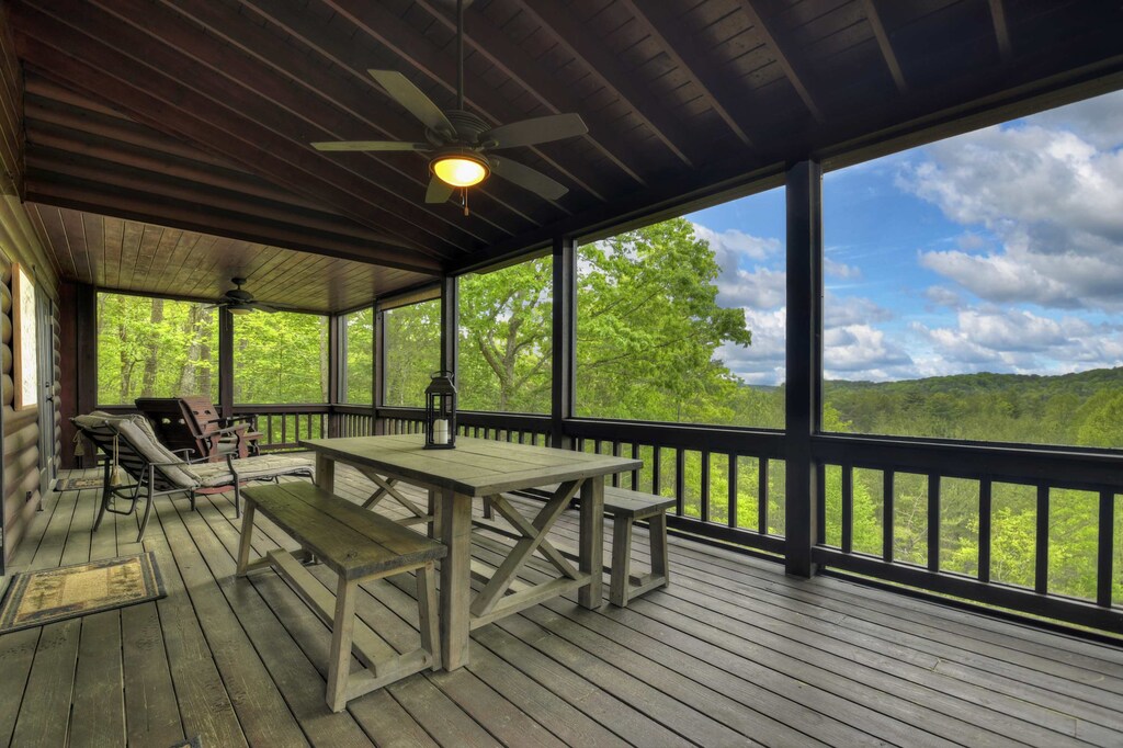 Enjoy meals outdoors with plenty of seating on the deck, where breathtaking views set the perfect backdrop.

