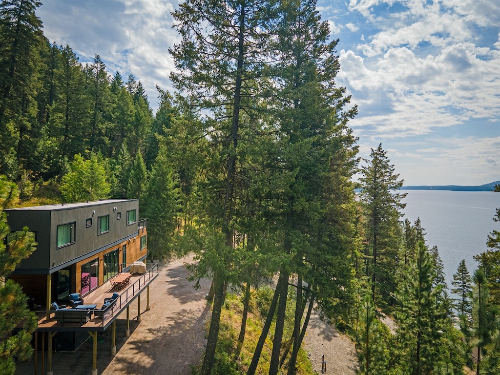 Enjoy stunning views of Whitefish Lake from your Timber Haus retreat | Exterior