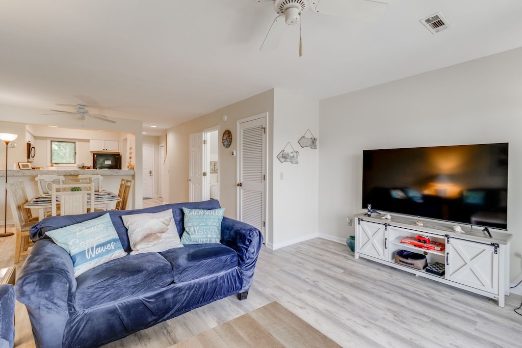 Living room with large TV