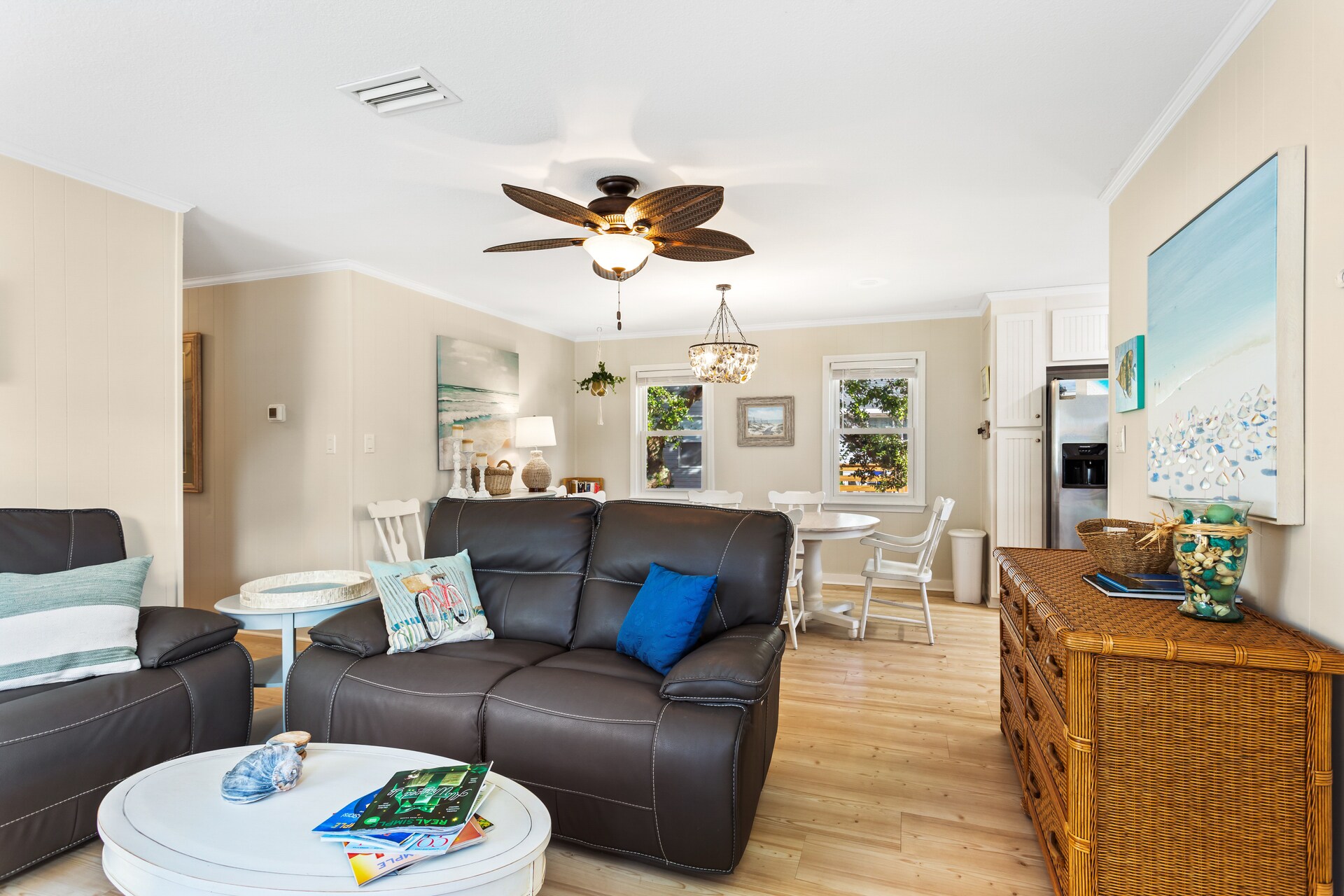 On the Main Level, you'll find a thoughtfully designed layout perfect for unwinding after a day of sun and surf.