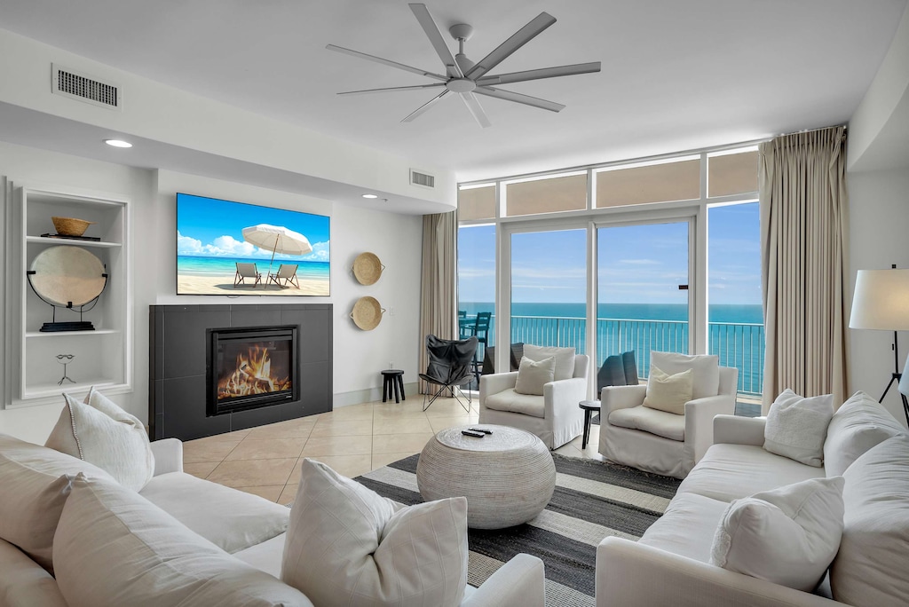 Living room with fireplace