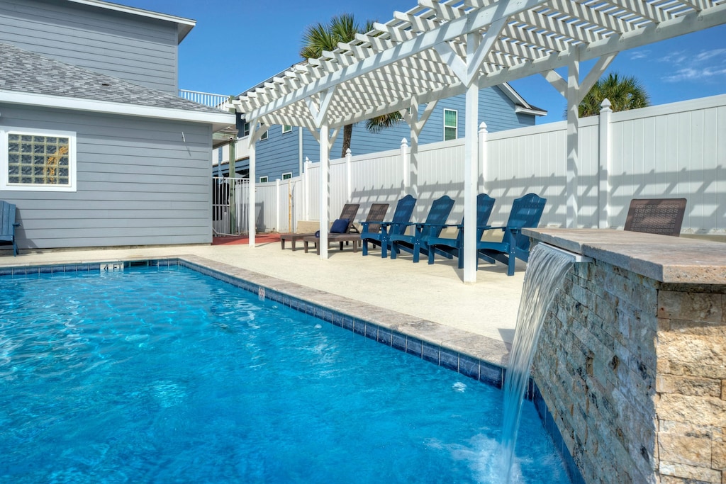 Dive into a refreshing communal pool!