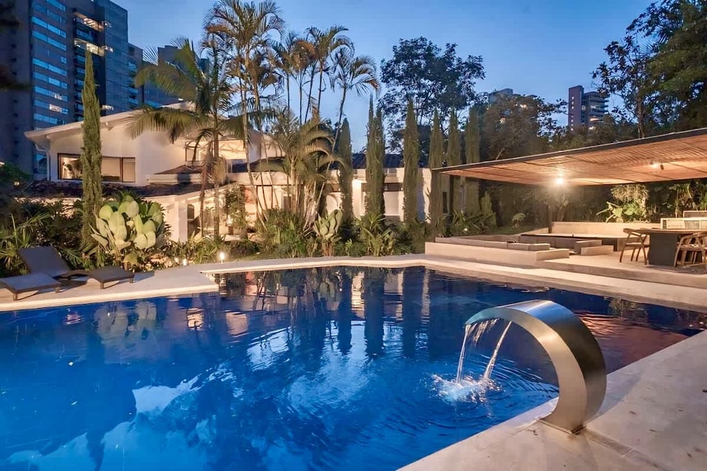 Beautiful pool with cascade. 