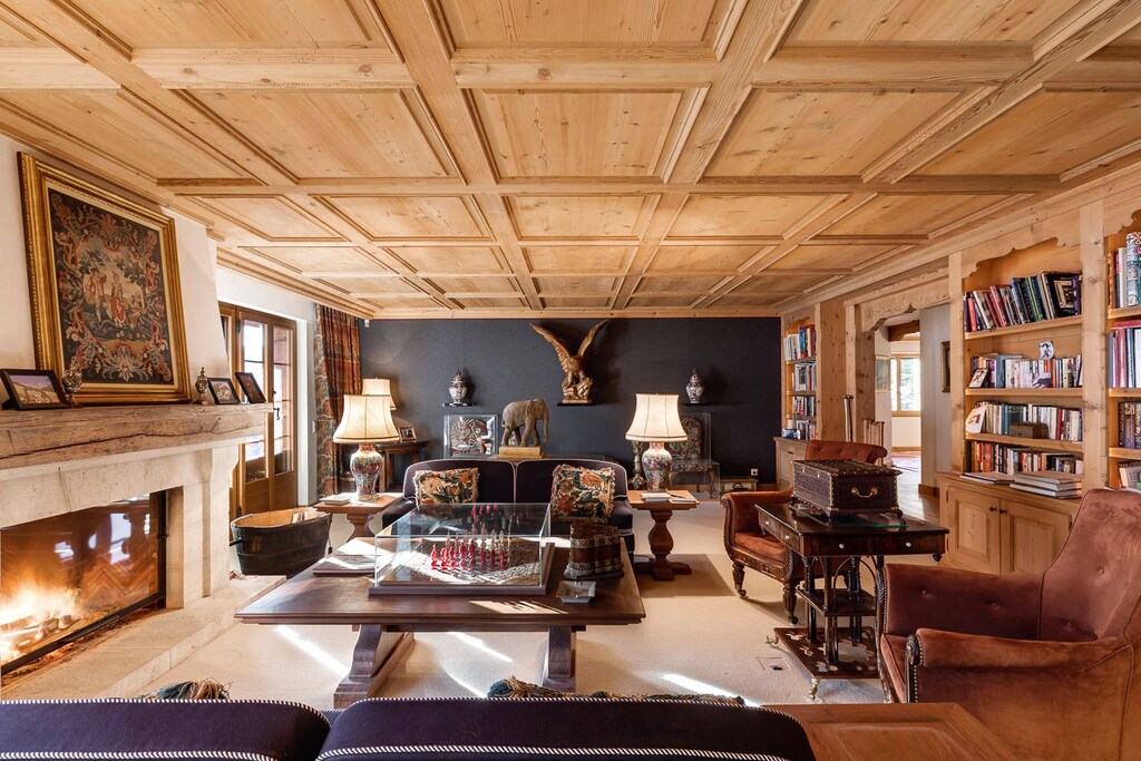 the beautiful living room by the fire place 