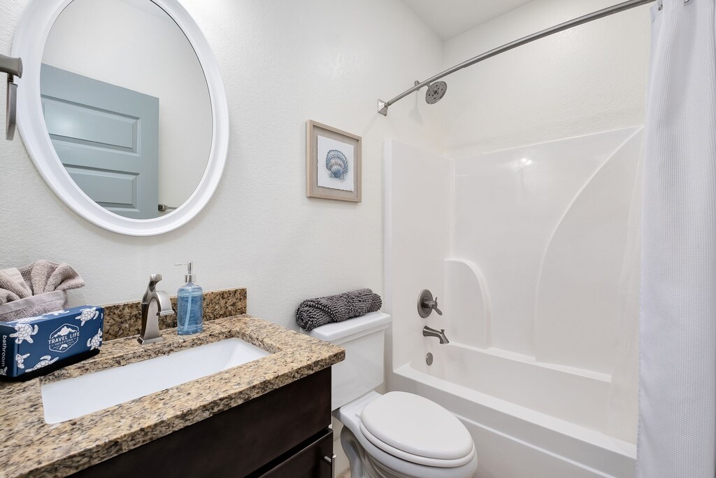 Private Bathroom #2 has a shower/tub combination for Bedroom #2.