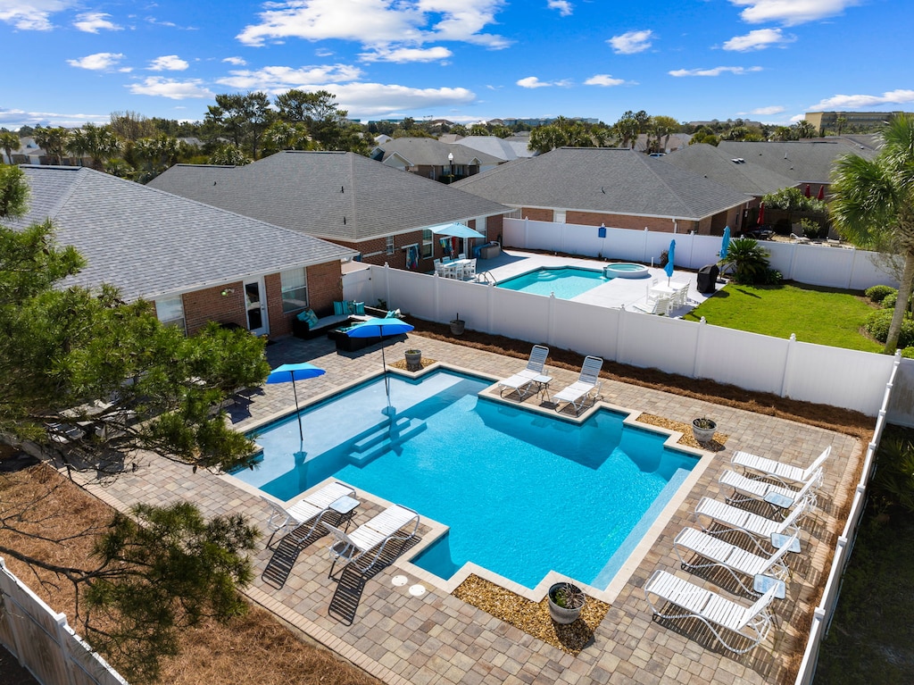 Aerial view of this magnificent private backyard!