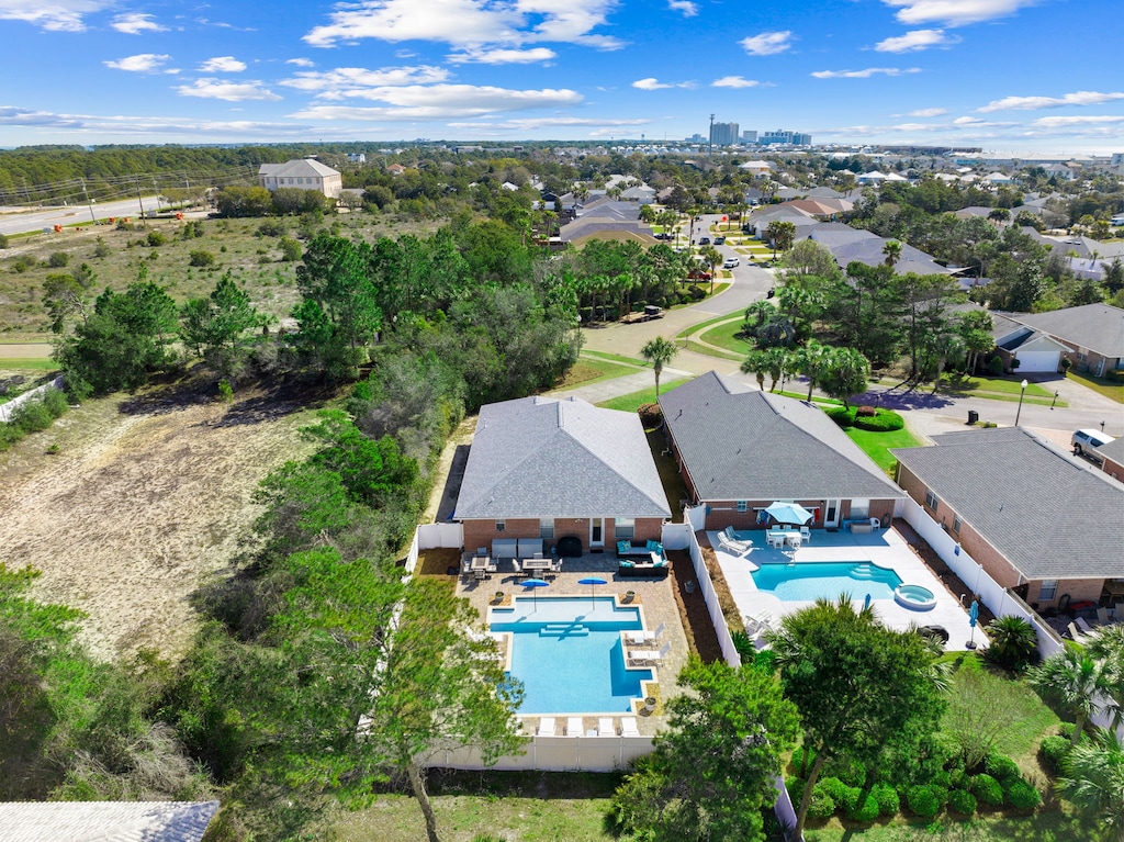 Aerial view of the property.