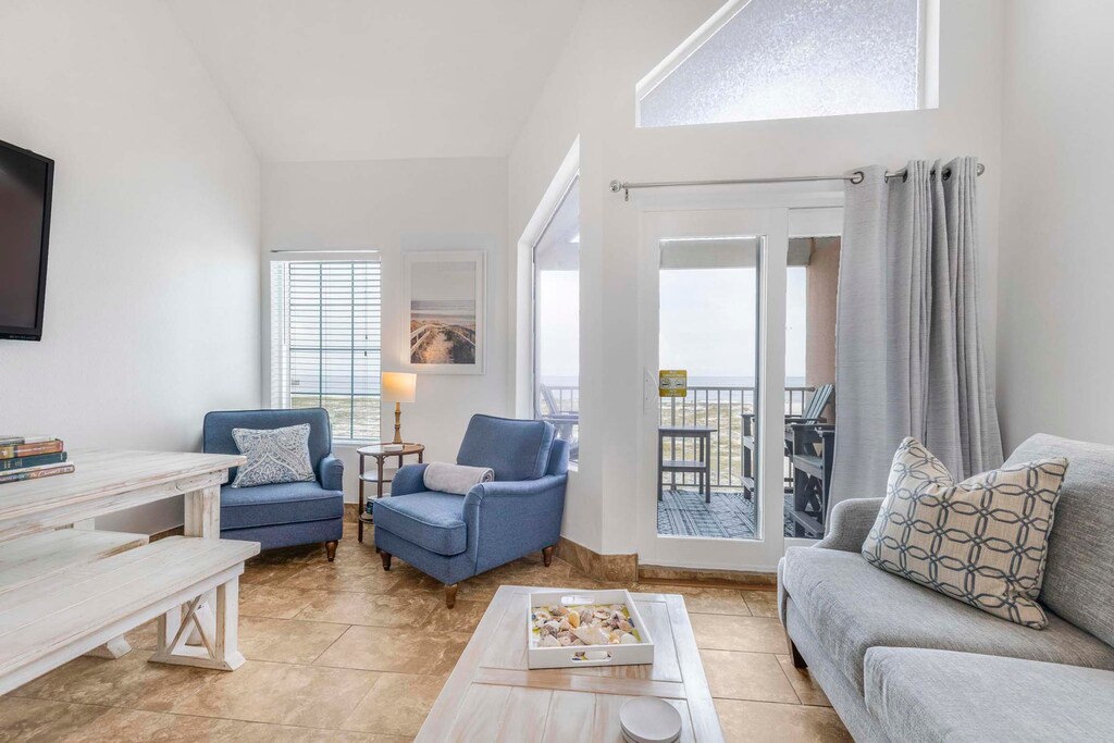 Living room with large flat-screen TV