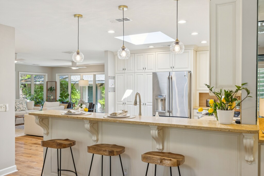 Modern kitchen with bar seating