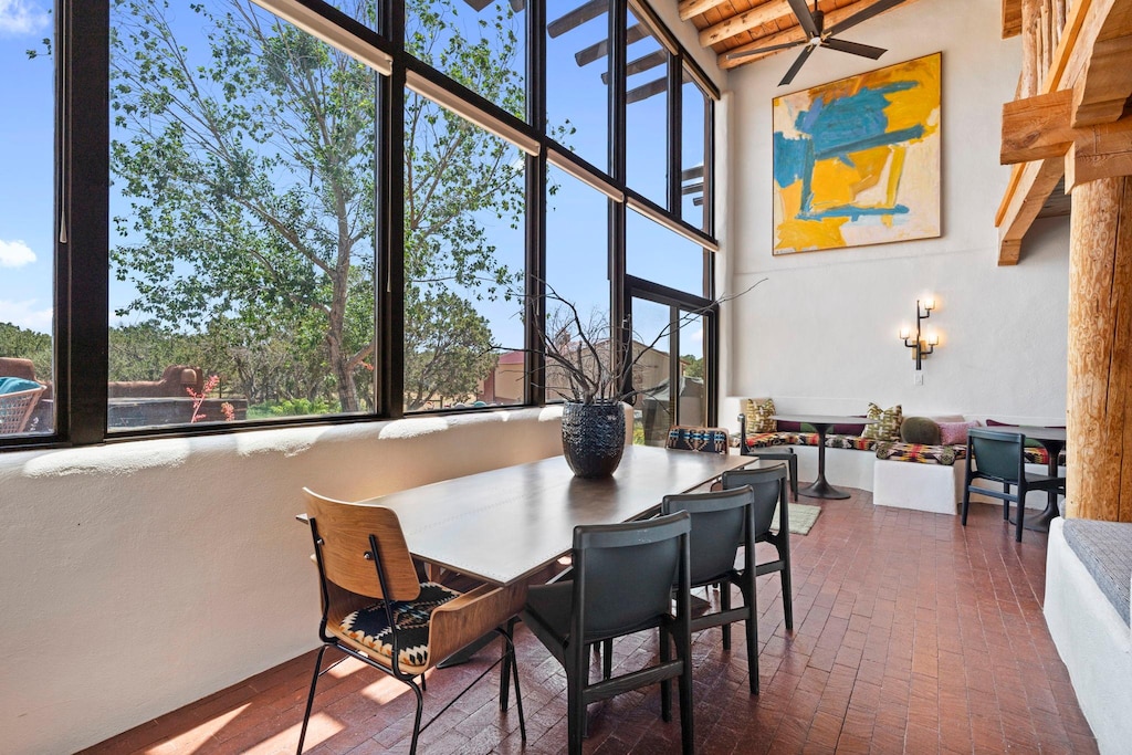 Large windows and ample light in the dining area