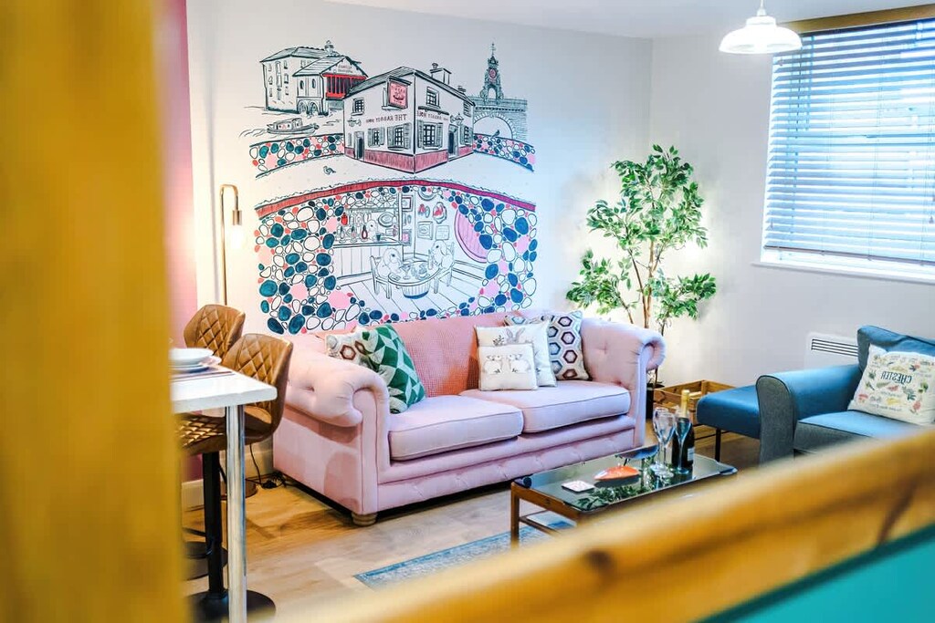 The open-plan living, kitchen and dining area benefit from a Smart TV with Netflix and plenty of space to sit down and relax in the evening.