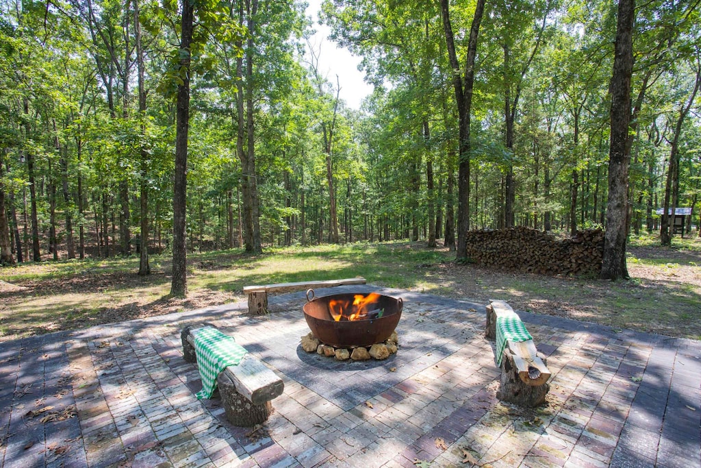 Several communal fire pit areas throughout the property. Fire wood provided! 