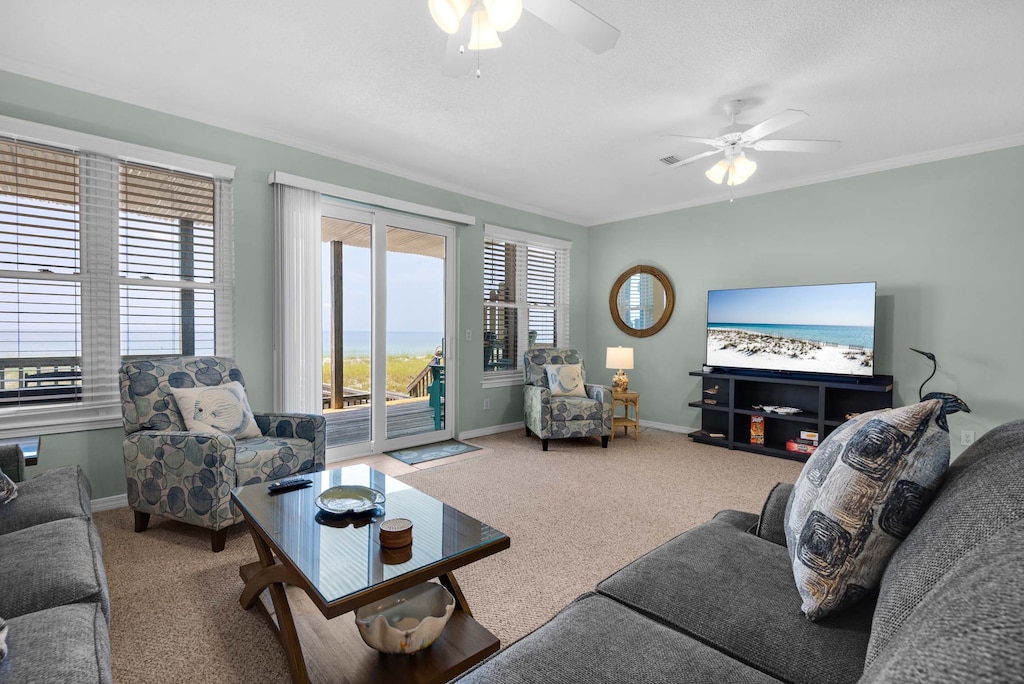 Living room with large flat-screen TV