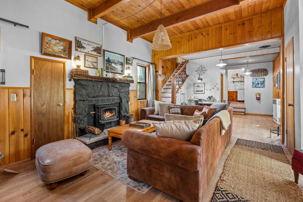 Downstairs Living Room with Fireplace and TV