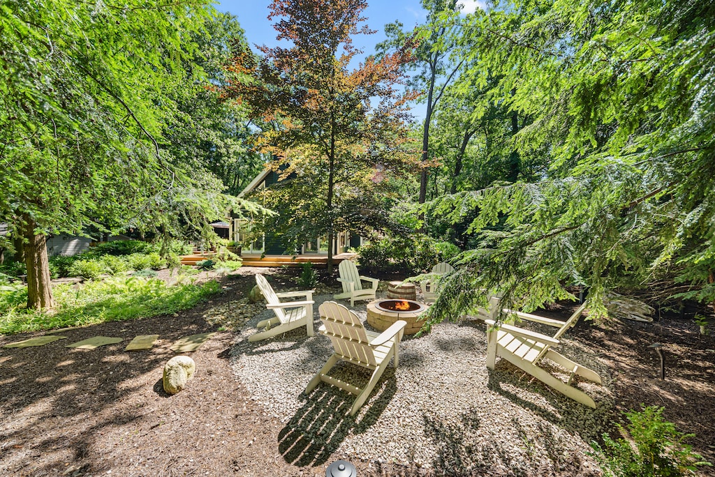 Evenings glow brighter around this fire pit.